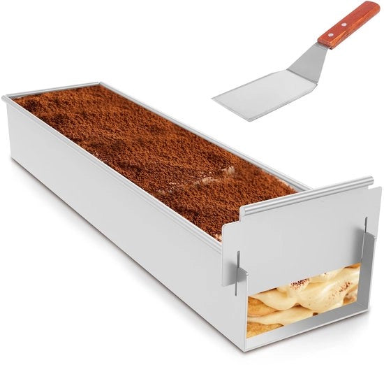 Forma per tiramisù flessibile - Stampante rettangolare per mousse - Forma per dolci riciclabile - Con rivettatore per teglia - Lato staccabile
