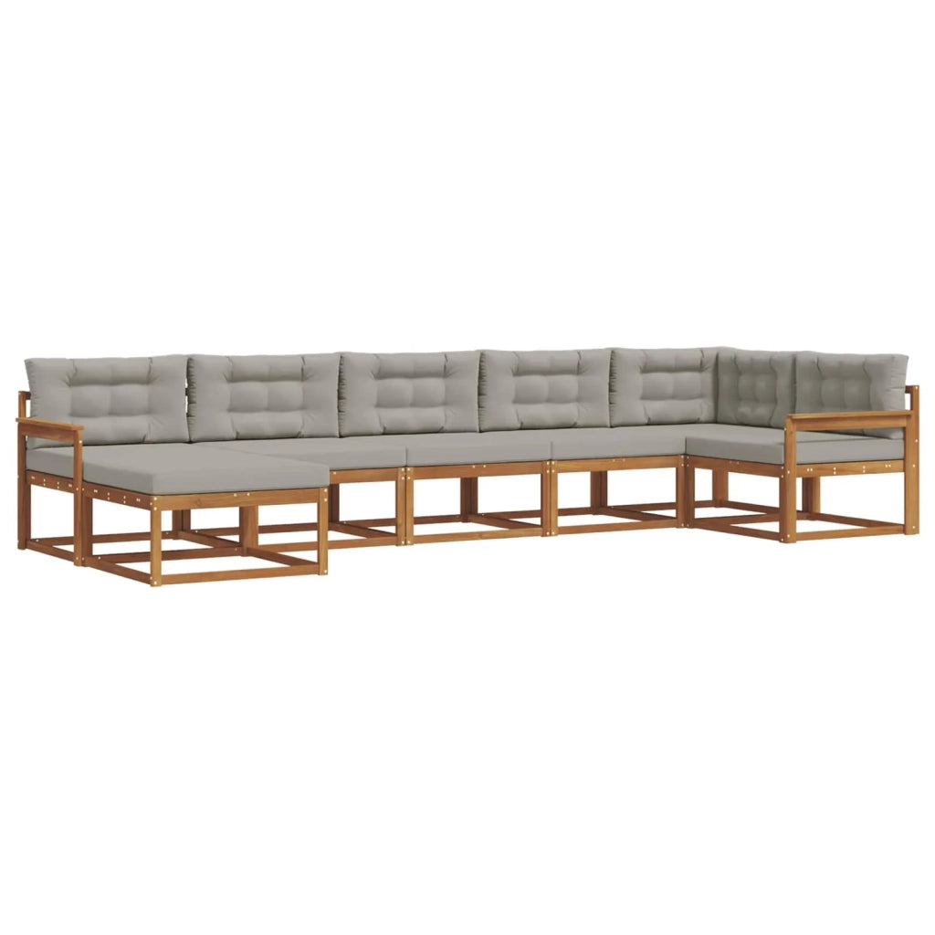 Set di divani da esterno 7 pcs Grigio Naturale e Chiaro 3367884