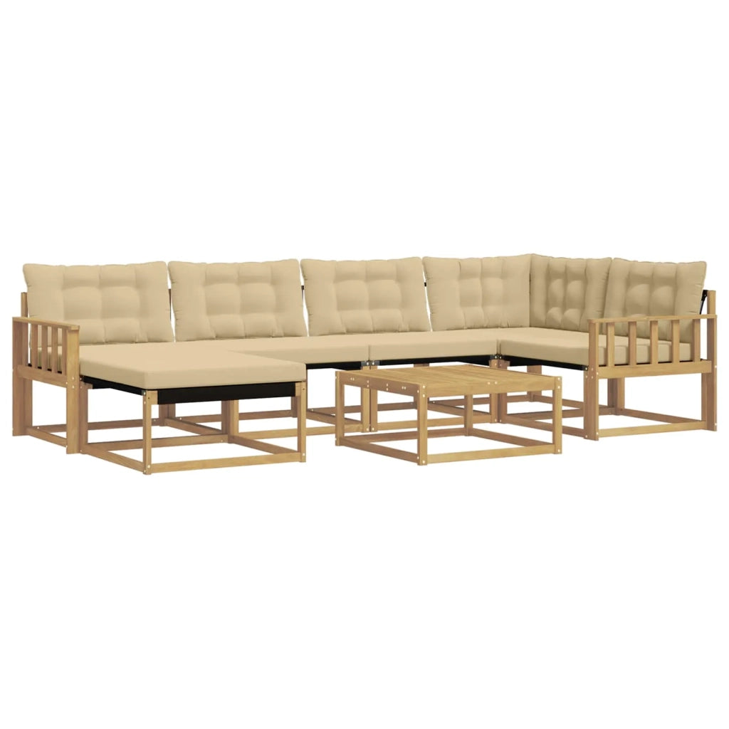Set di divani da esterno 7 pcs Bianco e Beige 79 x 79 x 37 cm