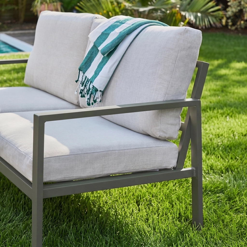 Salotto da giardino in alluminio, 4 posti, verde kaki