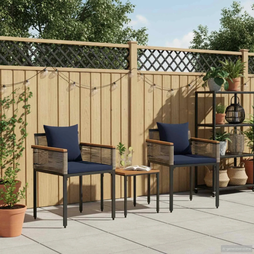 Set di Mobili da esterno | Set Salotto da Giardino Grigio e Blu Navy polyrattan