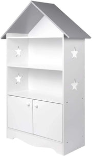 Scaffale per bambini con anta in legno chiudibile a chiave bianco-grigio 19_0000173