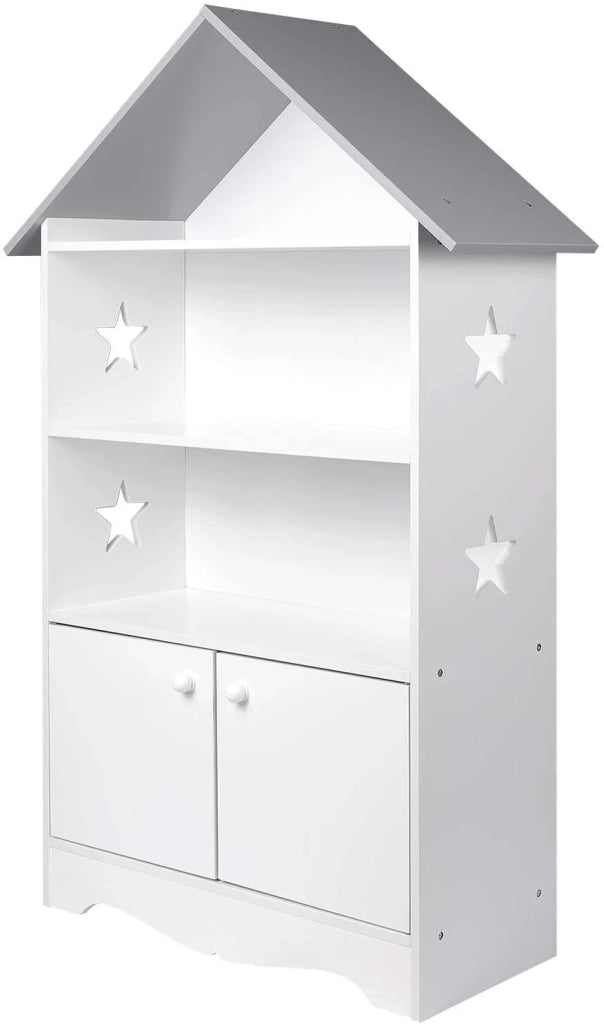 Scaffale per bambini con anta in legno chiudibile a chiave bianco-grigio 19_0000173