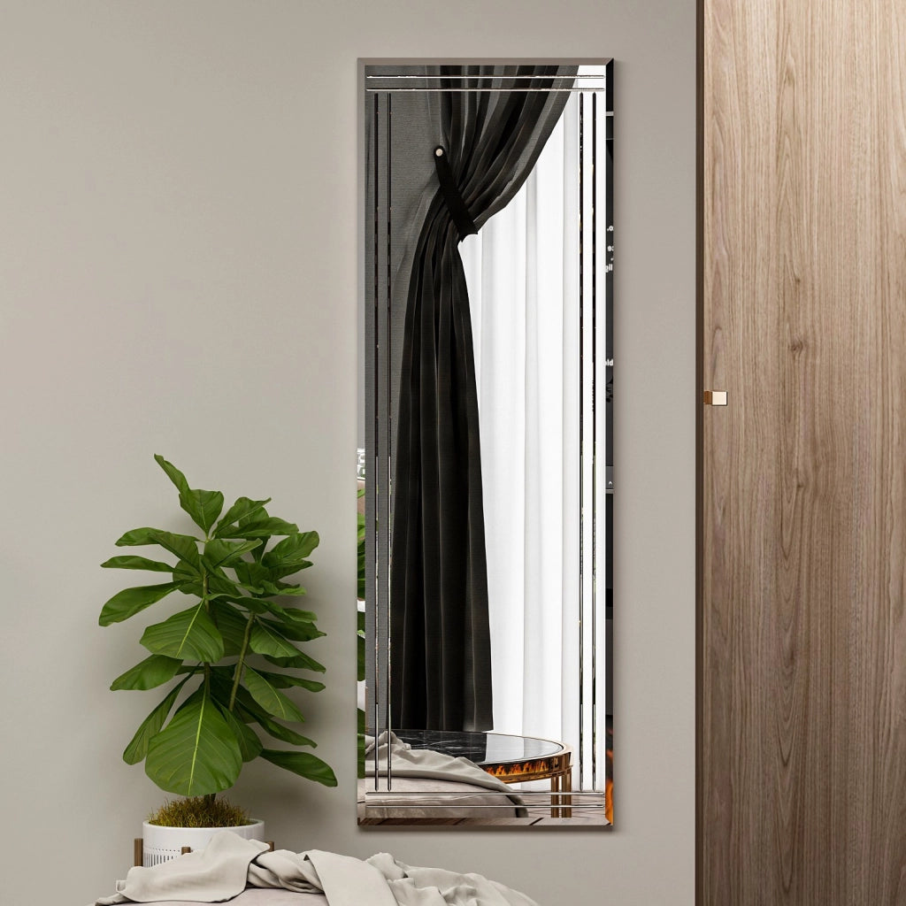 Specchio in legno "Buhem" - 40 x 120 cm - Bianco