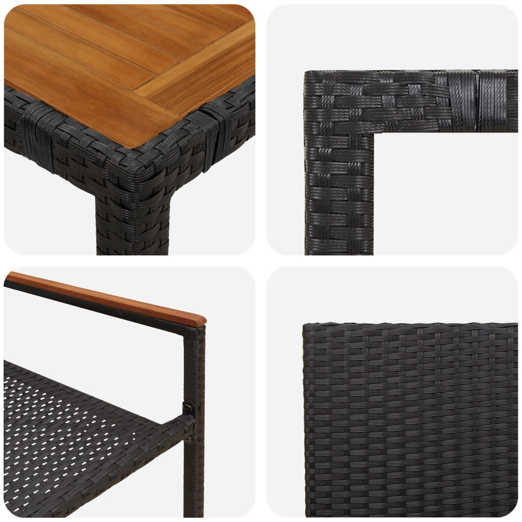 Set da Pranzo da Giardino  7 Pezzi in Polyrattan Nero
