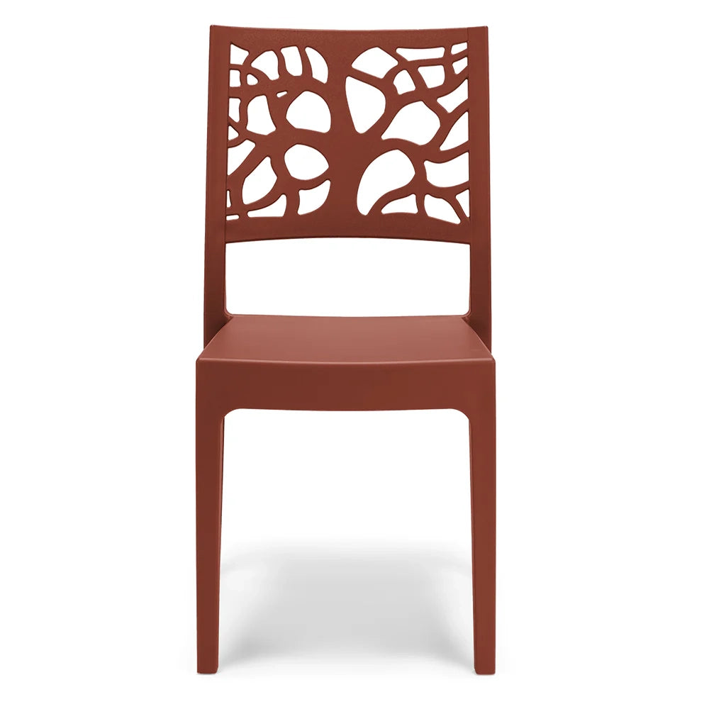 Set 2 sedie in polipropilene TETI, impilabile, resistente ai raggi UV, design moderno, ideale per sala da pranzo, cucina, sala d’attesa, bar, ristoranti o giardino, colore Mattone