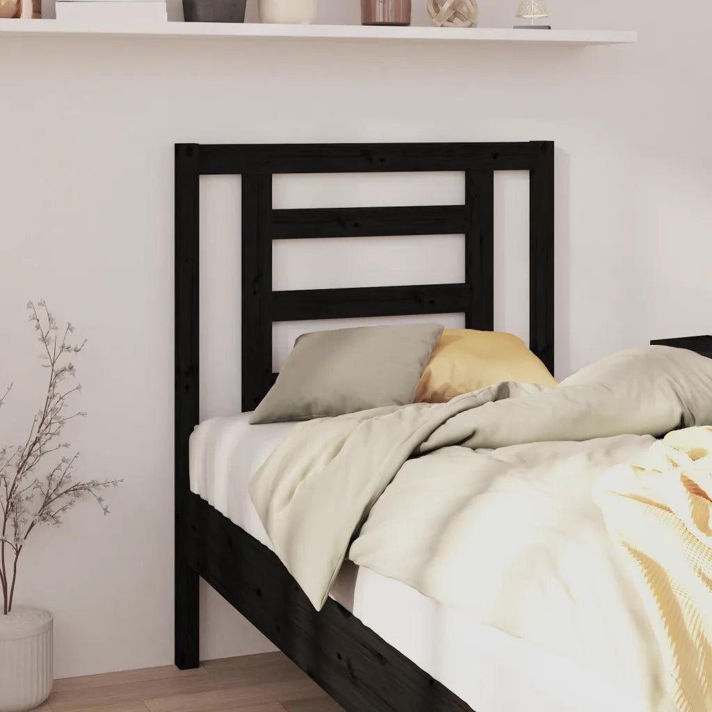 Testiera per Letto-Testata-Testiera Decorativa Nera 81x4x100 cm in Legno Massello di Pino 314996