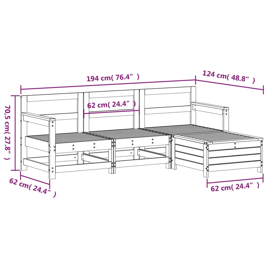 Set Divani da Giardino 4 pz | Set Salotto da Giardino in Legno Impregnato di Pino
