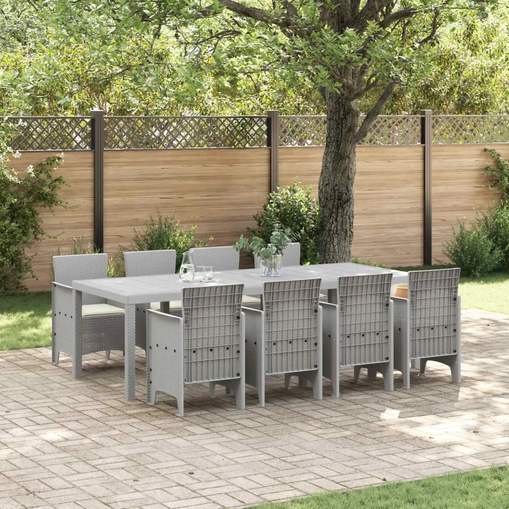 Set da Pranzo per Giardino 9 pcs Bianco Polipropilene