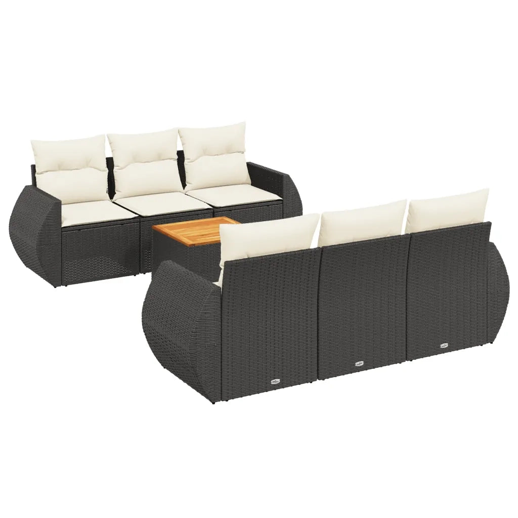 Set Divani da Giardino con Cuscini 7pz Nero Polyrattancod mxl 88981