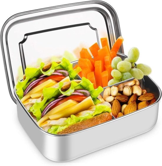 Lunchbox in acciaio inossidabile con 3 contenitori - 1400 ml bento box per bambini e adulti