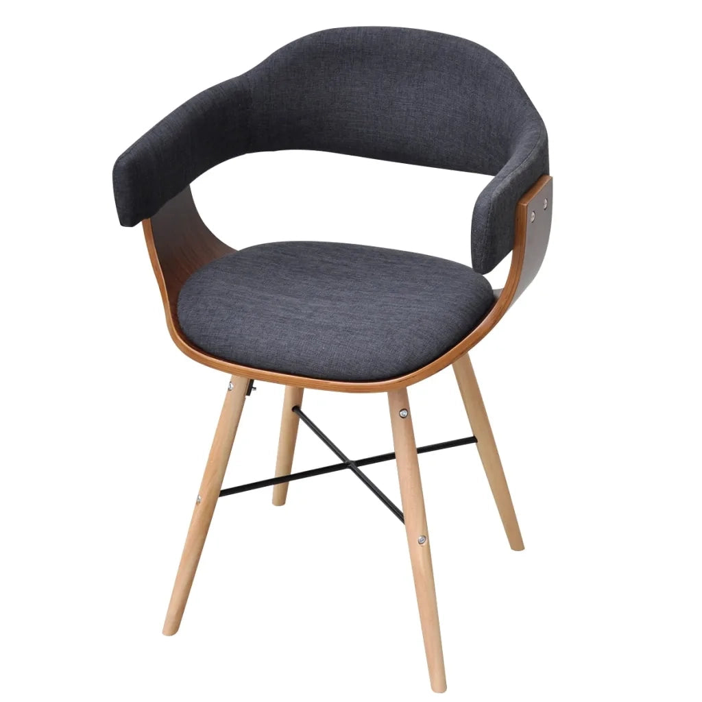 Sedie da Pranzo 2 pz Grigio Scuro in Legno Piegato e Tessuto 241687