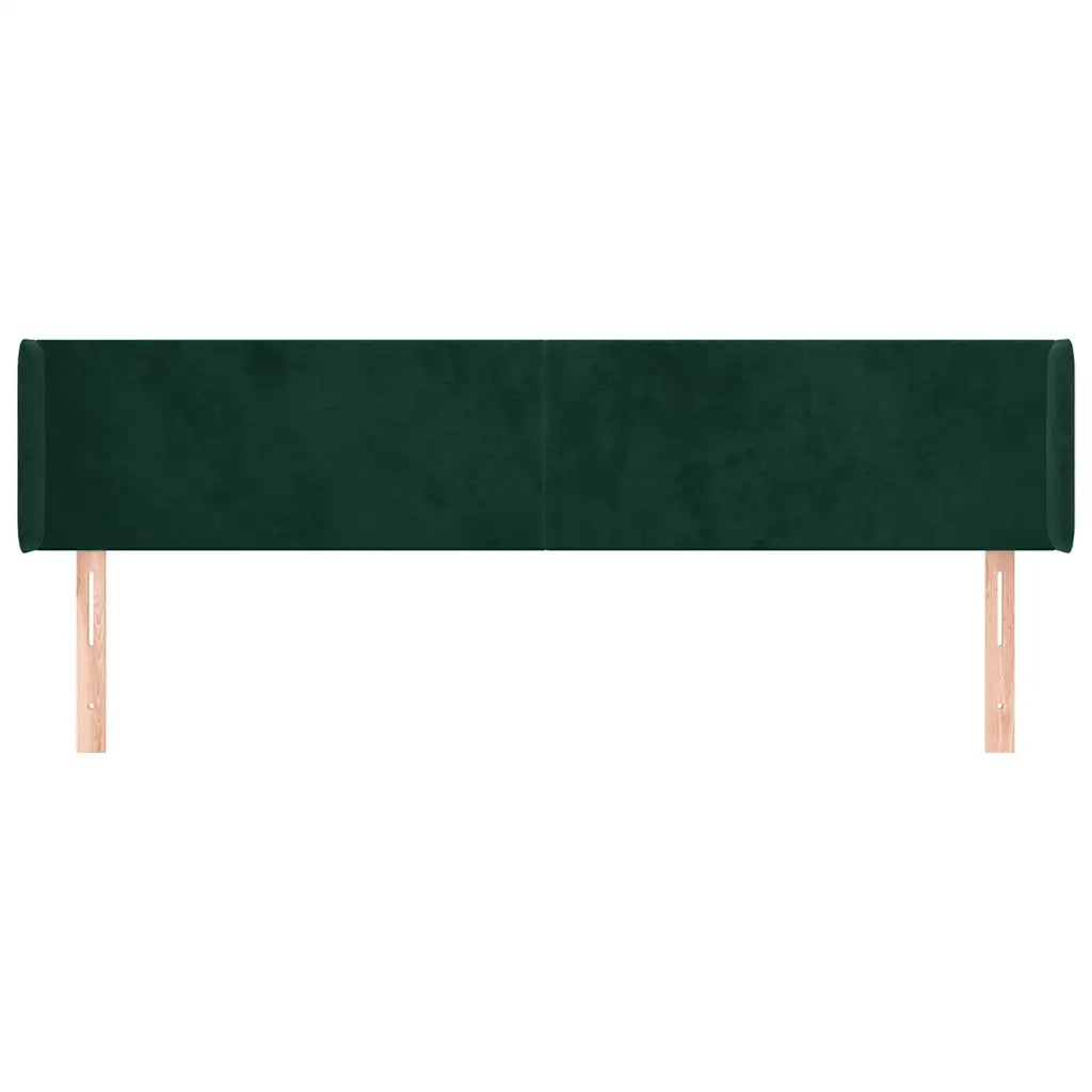 Testiera ad Orecchio-Testata con Orecchie Verde Scuro 183x16x78/88 cm in Velluto 911134