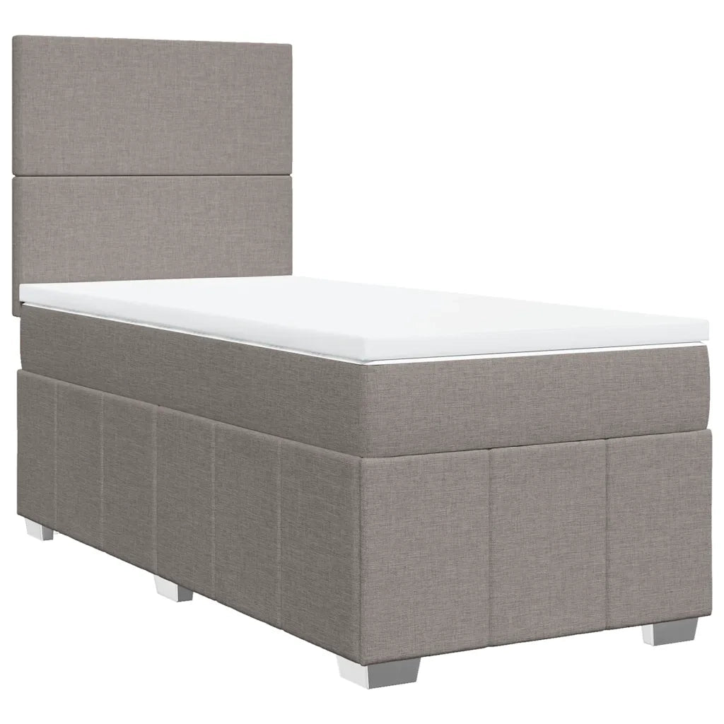 Letto singolo | Letto per adulti | Giroletto a Molle con Materasso Tortora 80x200 cm inTessuto