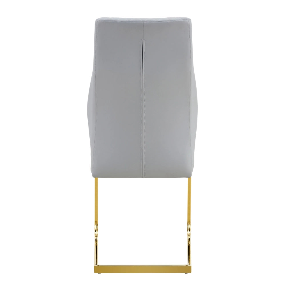 Set di 2 sedie da pranzo in PU grigio chiaro con schienale alto; struttura in metallo oro