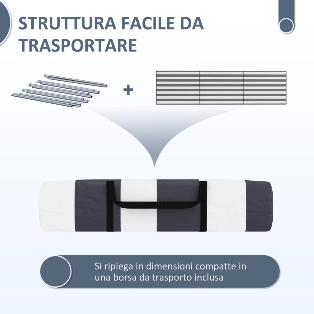Paravento da Spiaggia Pieghevole ¨C zephmum ¨C Grigio Poliestere Acciaio 540x150 cm