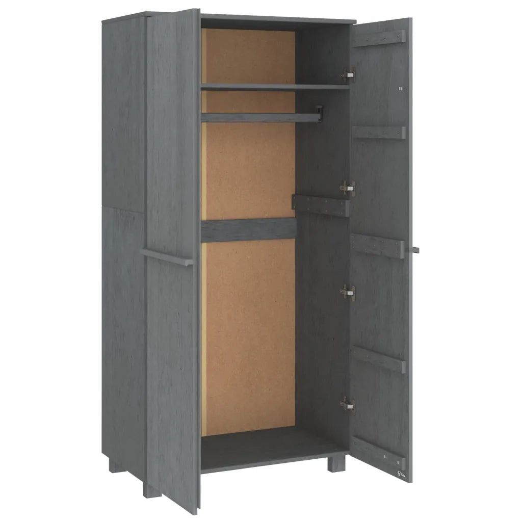 Armadio Grigio Scuro 89x50x180 cm in Legno Massello di Pino cod mxl 66046
