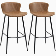 Set di 2 Sedie da Bar con Pelle Pelle, 76 cm, Sedia in Pelle PU, Supporto in Acciaio e Rivestimento in Pelle Vintage - Marrone