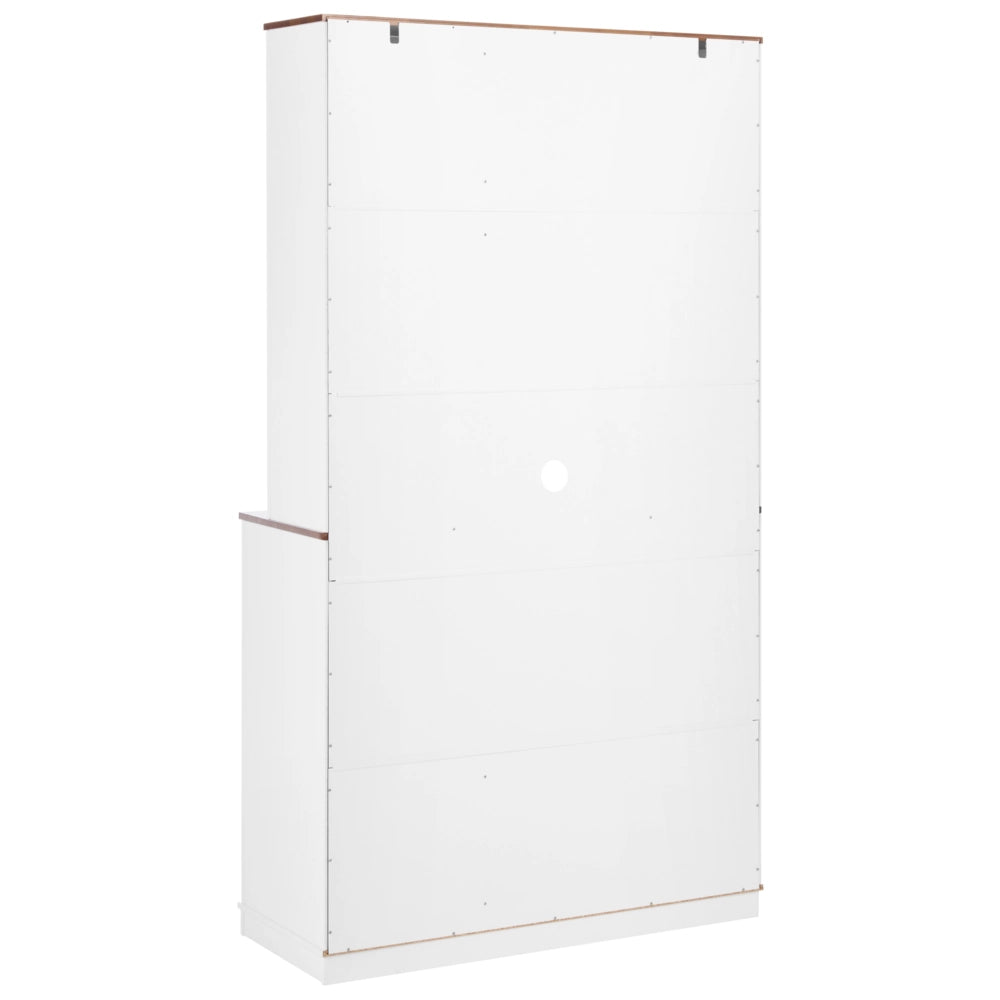 Credenza bianca in MDF con vetrina e alzatina, buffet da cucina, in stile rustico e cottage