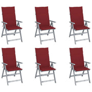 Sedie da Giardino Reclinabili 6 pz con Cuscini Massello Acacia cod mxl 8419