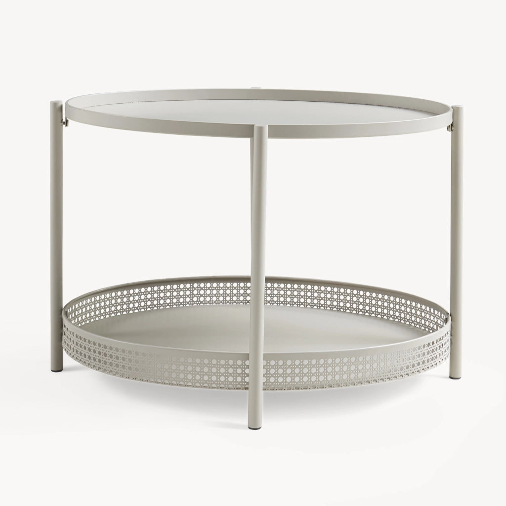 Tavolino da caffè Jäller con Doppio Ripiano e Bordi 66x51x44 cm Tortora [en.casa]