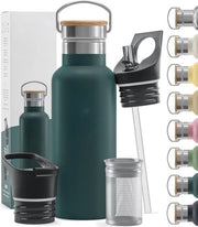 Fusto Termos di Acciaio Inox + Beccuccio (3 Bocchette) - Senza Alcol - 1 Litro/500 ml - Fusto Isolante a Vuoto Fusto Acqua - Sport Fitness Bicicletta - Bicchiere Acqua per Bambini