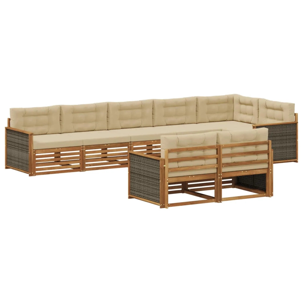 Set di divani da esterno 8 pz Naturale e Beige 3383501