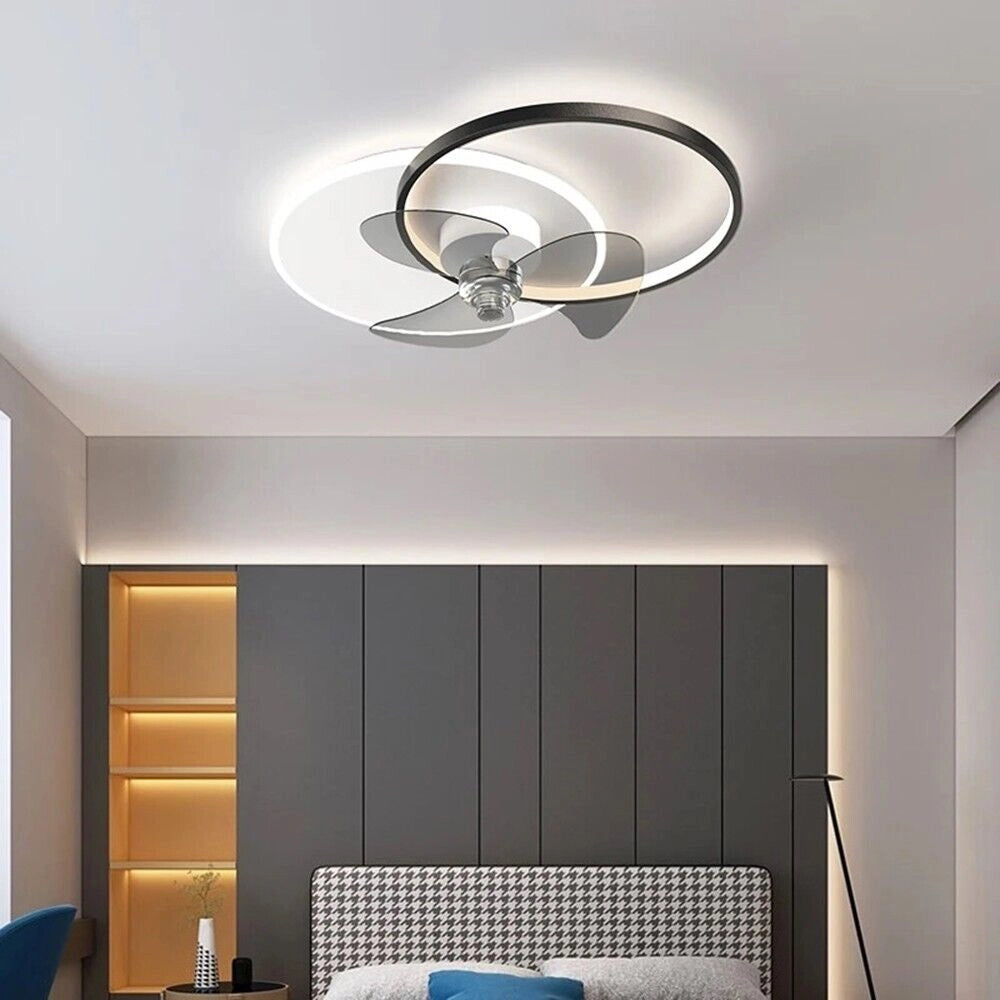 Plafoniera moderna a led con ventilatore da soffitto cambia 3 luci e velocità telecomando dimmerabile