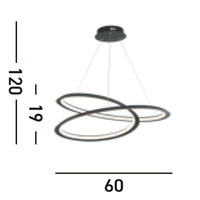 Lampadario Moderno Vortice Ii Acciaio Nero Silicone Bianco Led 41,13W 3000K