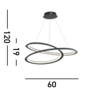 Lampadario Moderno Vortice Ii Acciaio Nero Silicone Bianco Led 41,13W 3000K