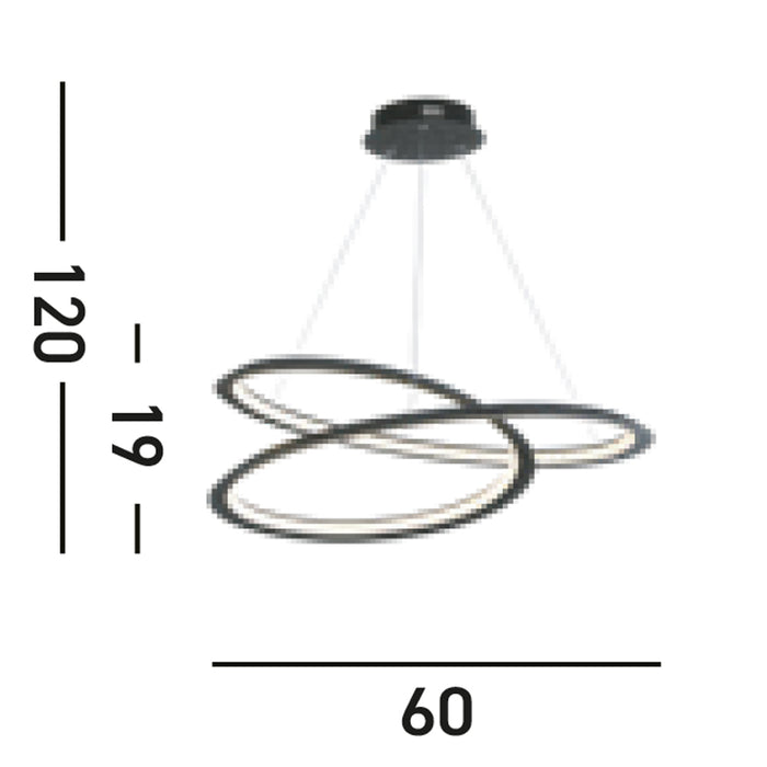 Lampadario Moderno Vortice Ii Acciaio Nero Silicone Bianco Led 41,13W 3000K