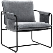 Poltrona Relax Moderna con Tappezzeria in Chenille e Struttura in Acciaio ¨C Zephmum ¨C Grigio 68x76x81 cm