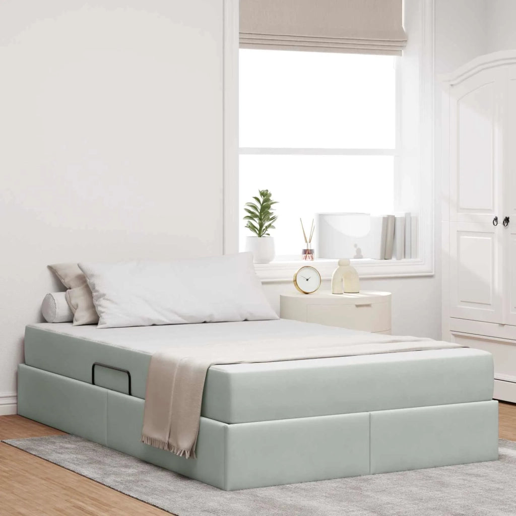 Letto con contenitore e materasso Grigio chiaro 120 x 190 cm 3399706