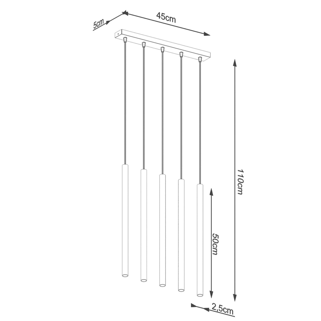 Lampada sospensione Velino ottone 5 luci G9 Pure Lume