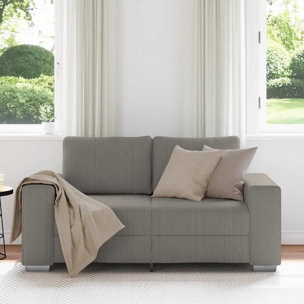 Divano Divanetto-Sofa Grigio Chiaro 120cm Tessuto di Velluto a Coste