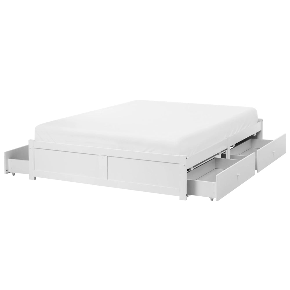Letto matrimoniale in compensato di pino melaminico MDF con contenitore bianco 140 x 200 cm stile scandinavo
