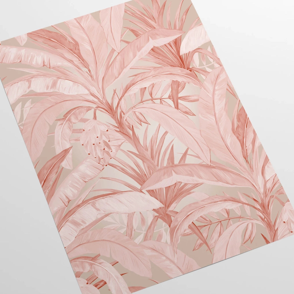 Carta da Parati Jungla Tropicale Rosa Carta Vegana 250x200cm 5,5mq 