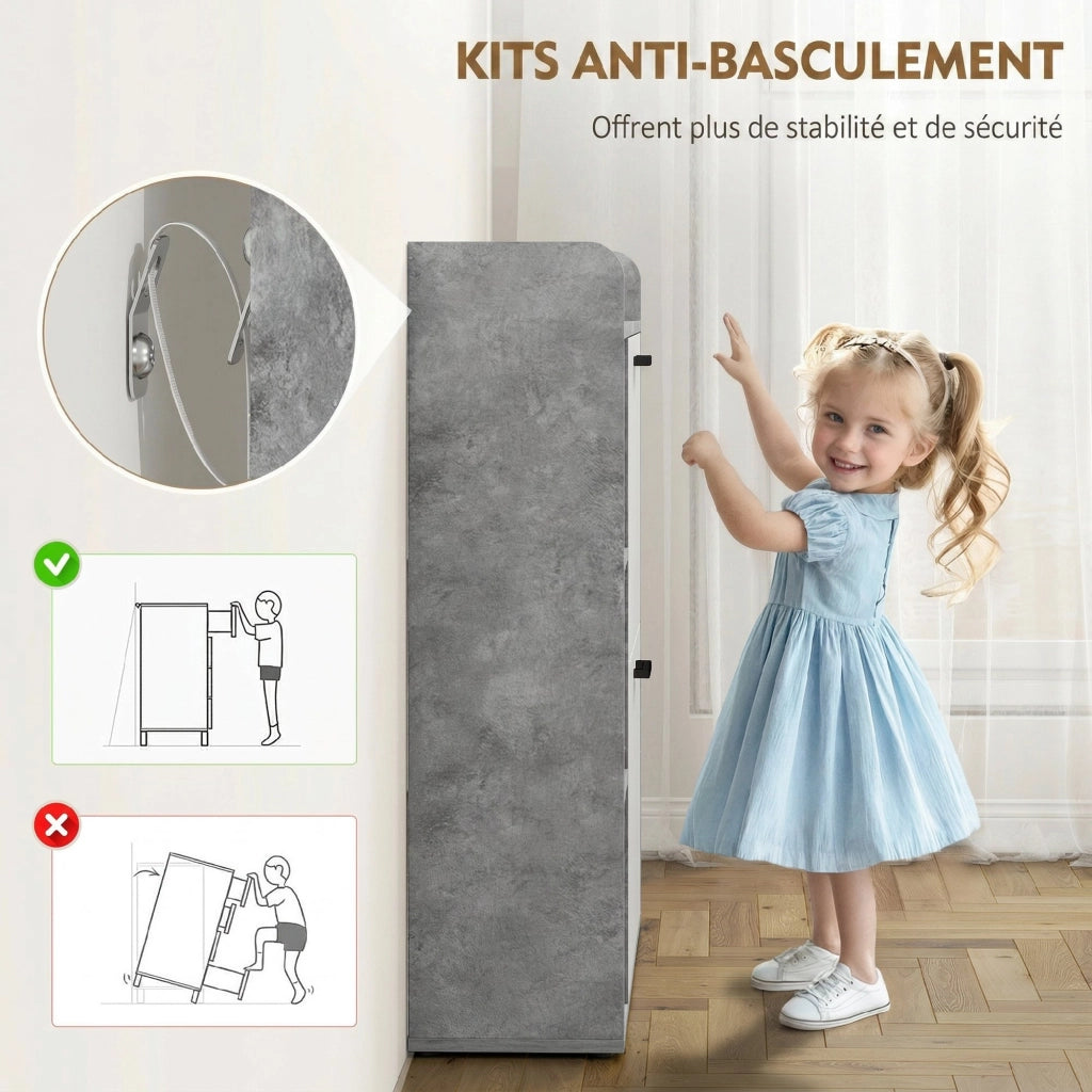 Scarpiera Moderna con 2 Cassetti ¨C Zephmum ¨C Bianco Grigio 83x24x90,5cm