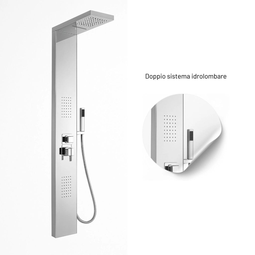 Colonna doccia 002 4 funzioni acciaio inox getto a cascata 2 bocchette idro lombari l20xp44xh170 *** finitura- cromo ...