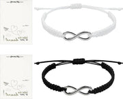 Bracciali di corda intrecciata con simbolo di amicizia, set da 2 con biglietti di auguri.