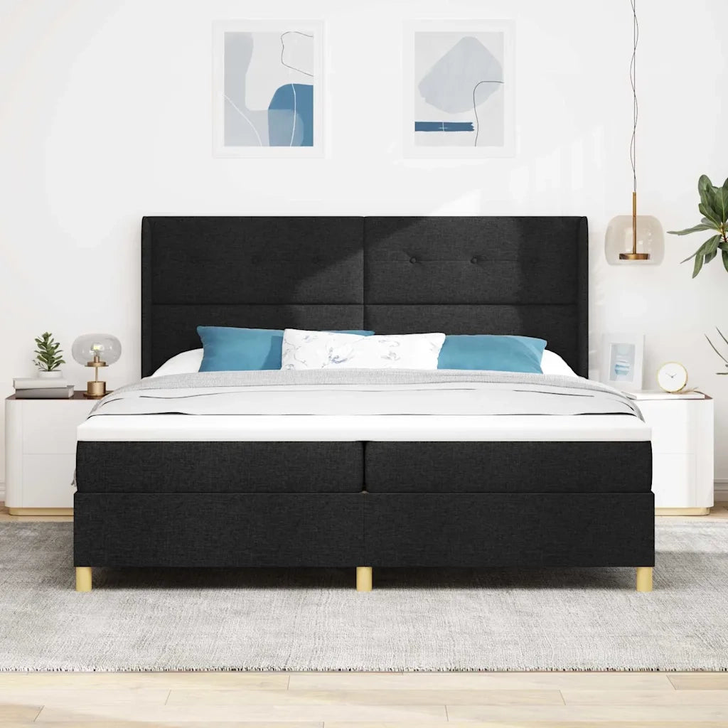 Letto a molle con materasso con led Nero 140 x 200 cm Tessuto 3343716