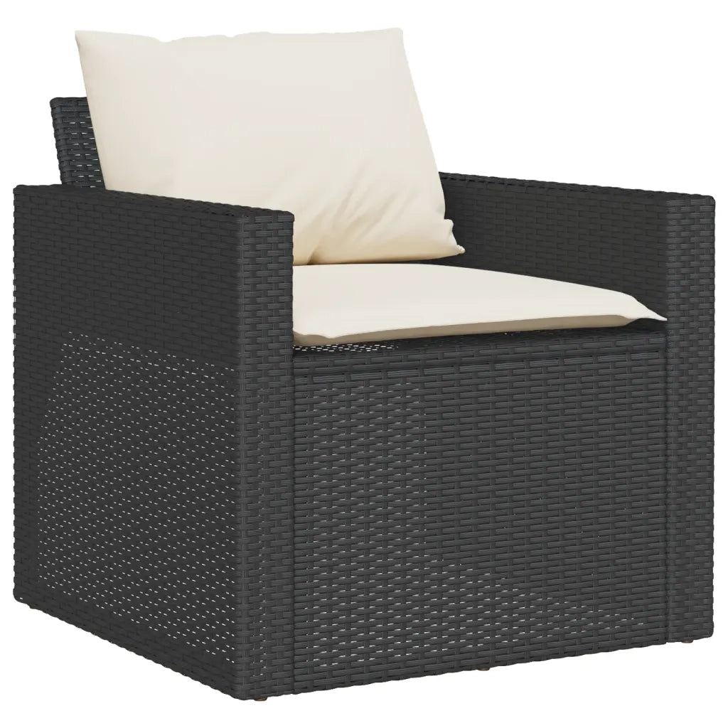 Set Divano da Giardino 6 pz con Cuscini Nero in Polyrattan 3213548