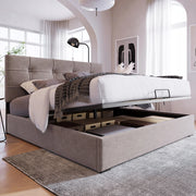 Letto singolo 90x200 - Xylo - Idraulico con contenitore, grigio chiaro