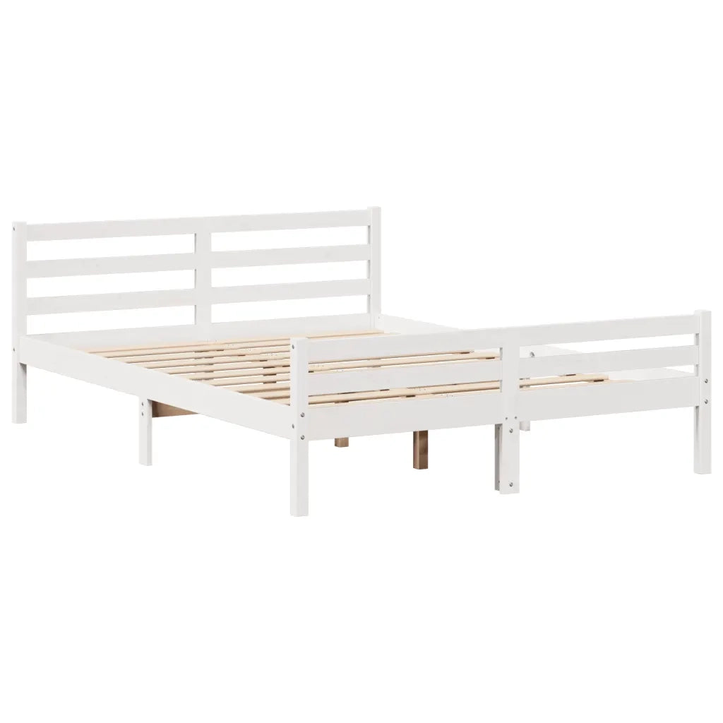 Giroletto con Testiera Bianco 150x200 cm Legno Massello di Pino