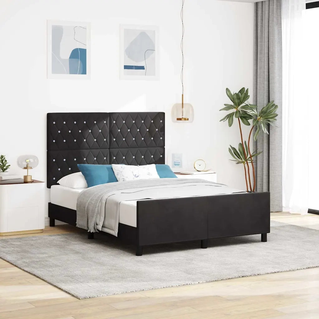 Letto a molle con testiera Nero 140 x 200 cm Velluto 3344881