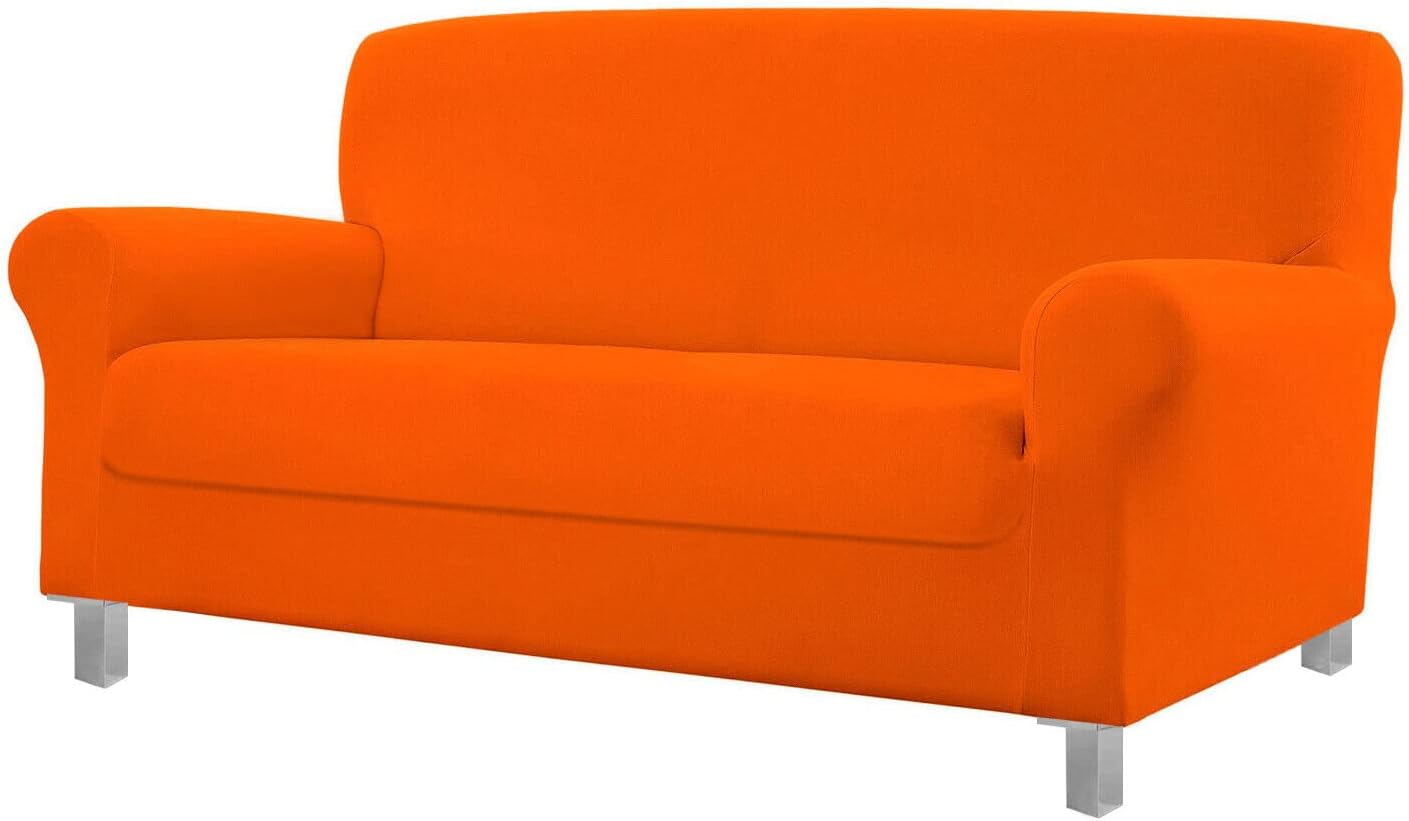 Copridivano Antimacchia 3 Posti Impermeabile Elasticizzato Fodera Salva Divano Arancione
