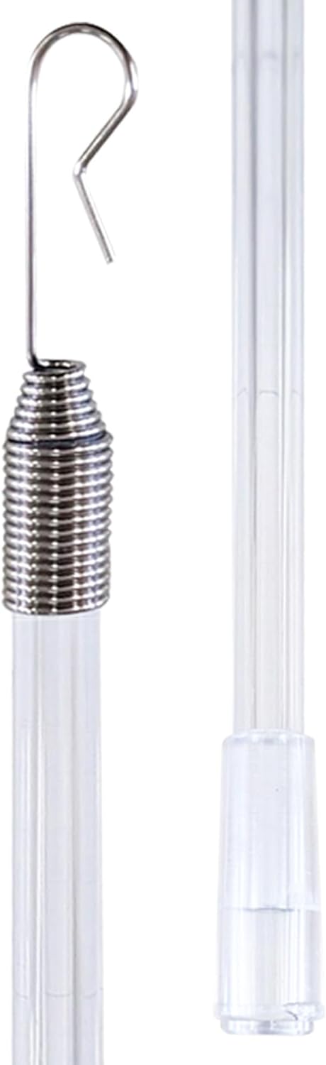 FRUSTINO Frusta/Asta per Movimento Tenda Scorritenda, Pannelli Rullo in Plexiglas Trasparente con Gancio - Altezza Asta 125cm