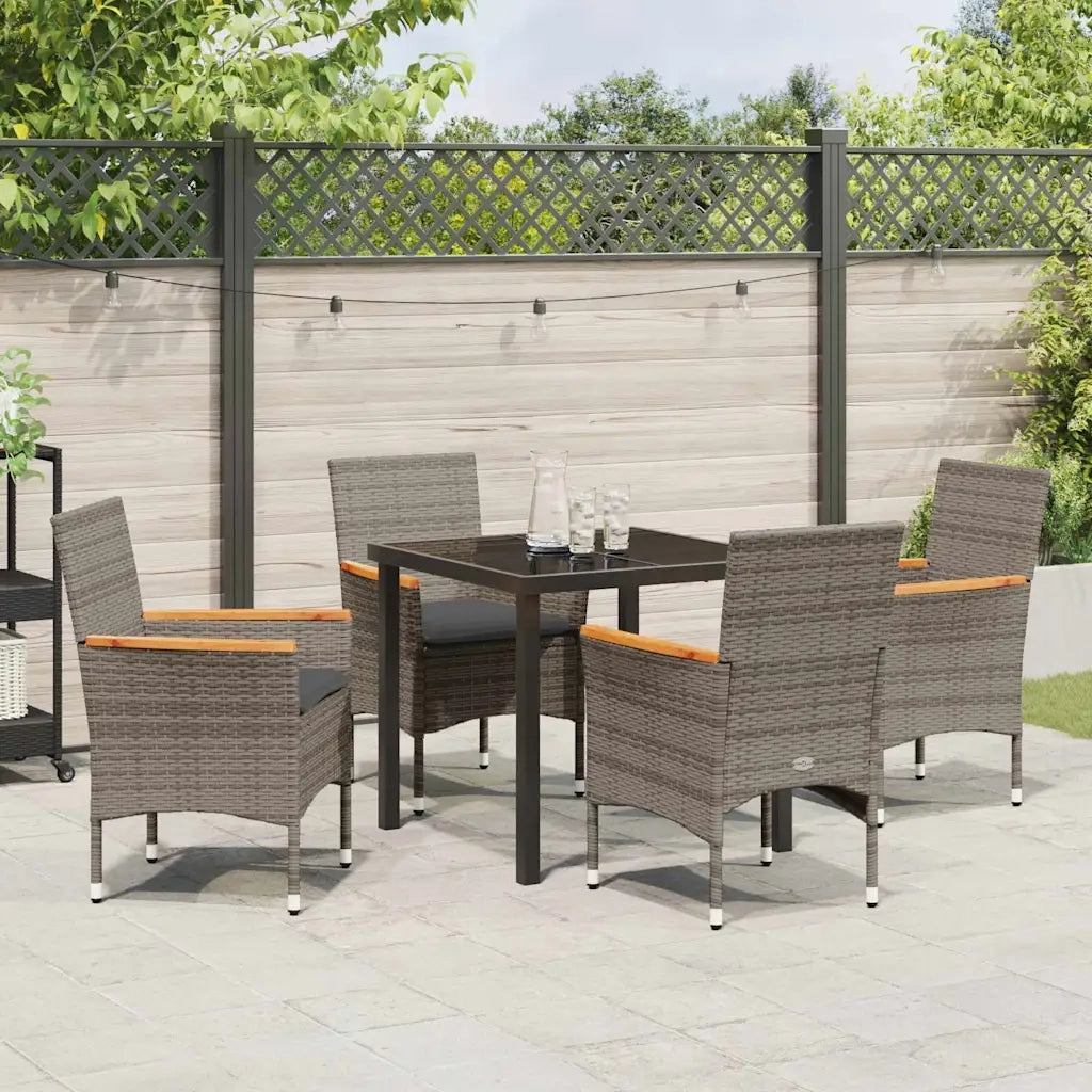 Set da Pranzo per Giardino con cuscino 5 pcs Grigio polyrattan 3379850