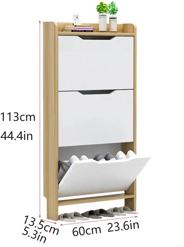 scarpiera Secchio ribaltabile per scarpiera - Scarpiera moderna con 3 cassetti ribaltabili per camera da letto, soggiorno - Design sottile e indipendente per ingresso (Colore: Noce, Dimensioni: B