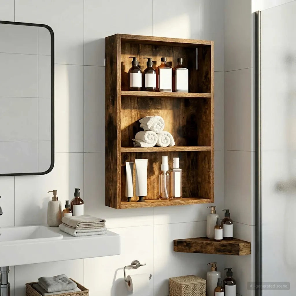 Armadio da bagno a muro Quercia Affumicata 40 x 10 x 60,5 cm 889355